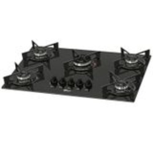 Cooktop Fit Line Fischer 5Q Vidro Preto Chama Rápida,